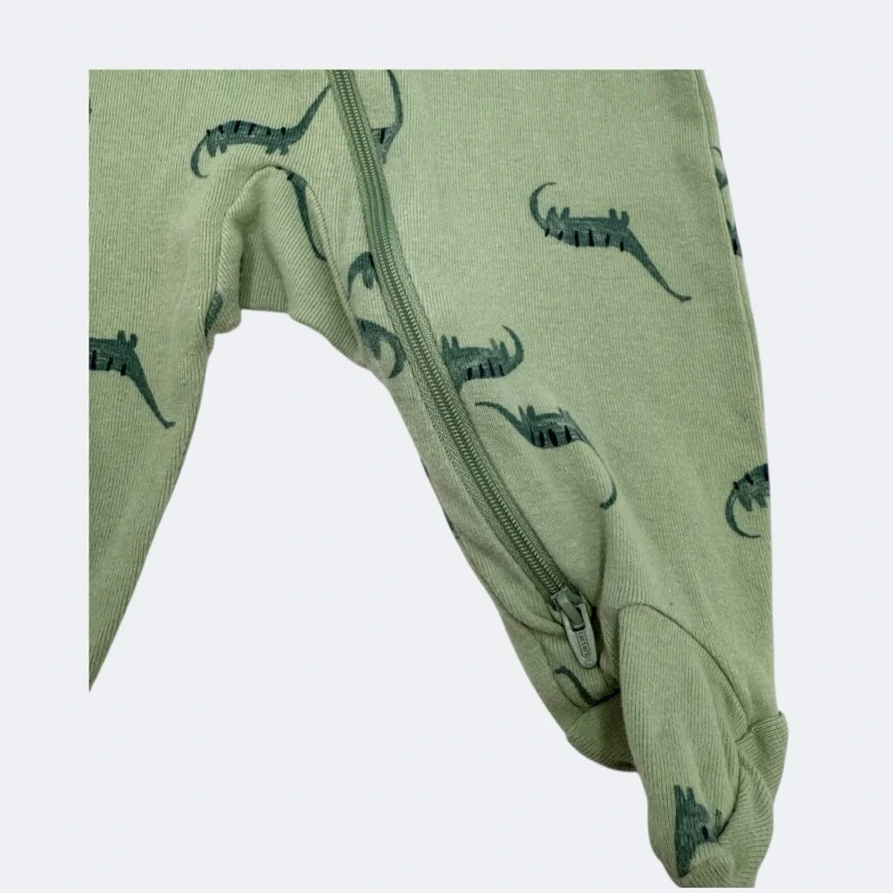 Carter's 2-Way Zip Cotton Sleep & Play Pajamas Green Dinosaur Print 3 Months